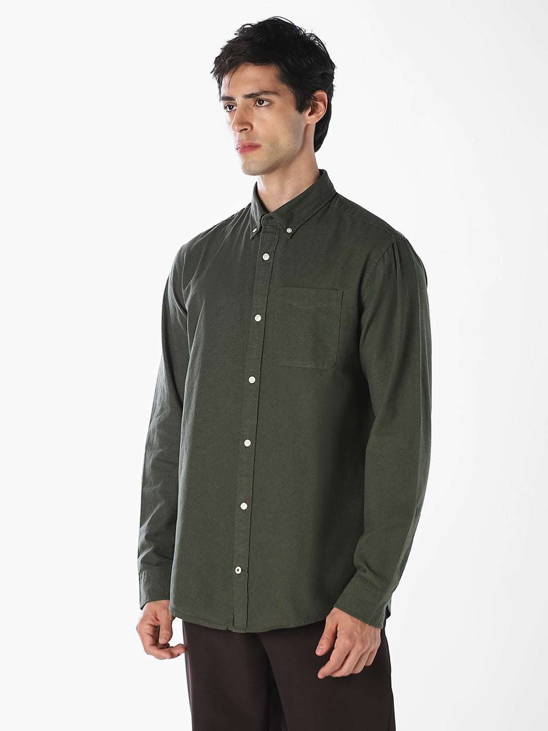Green Organic Cotton Oxford Shirt