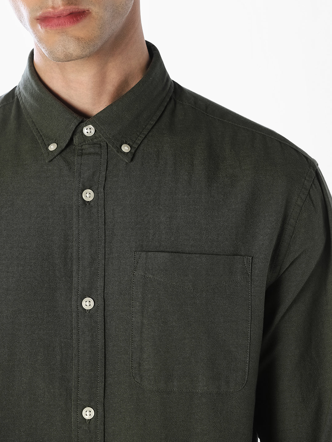 Green Organic Cotton Oxford Shirt