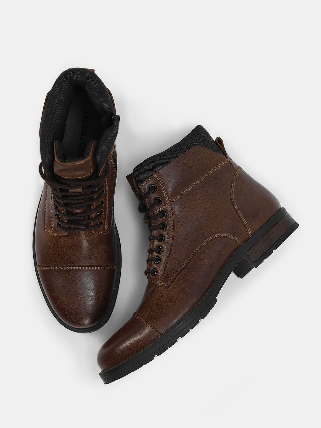 High-Top Leather Biker Boots