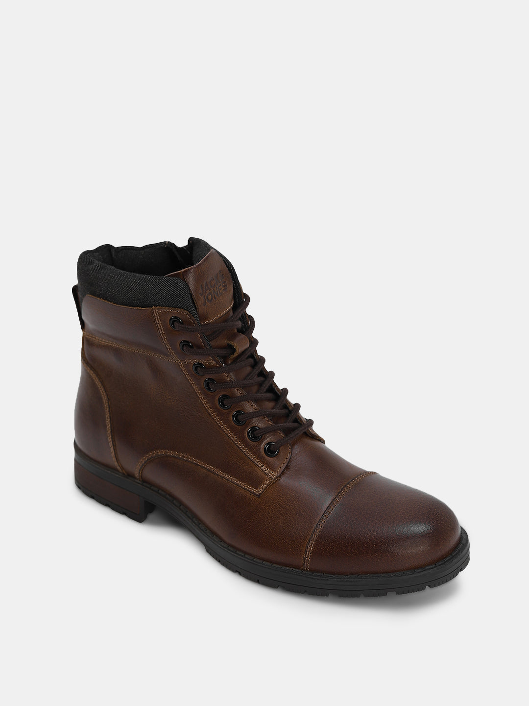 High-Top Leather Biker Boots