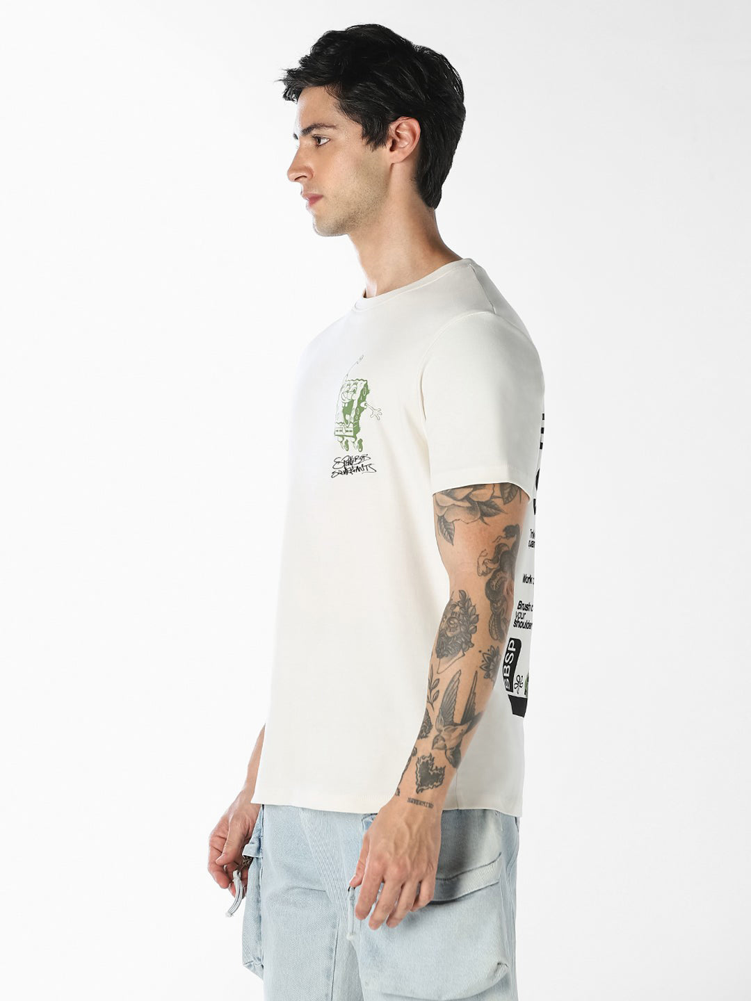 White SpongeBob Printed T-shirt