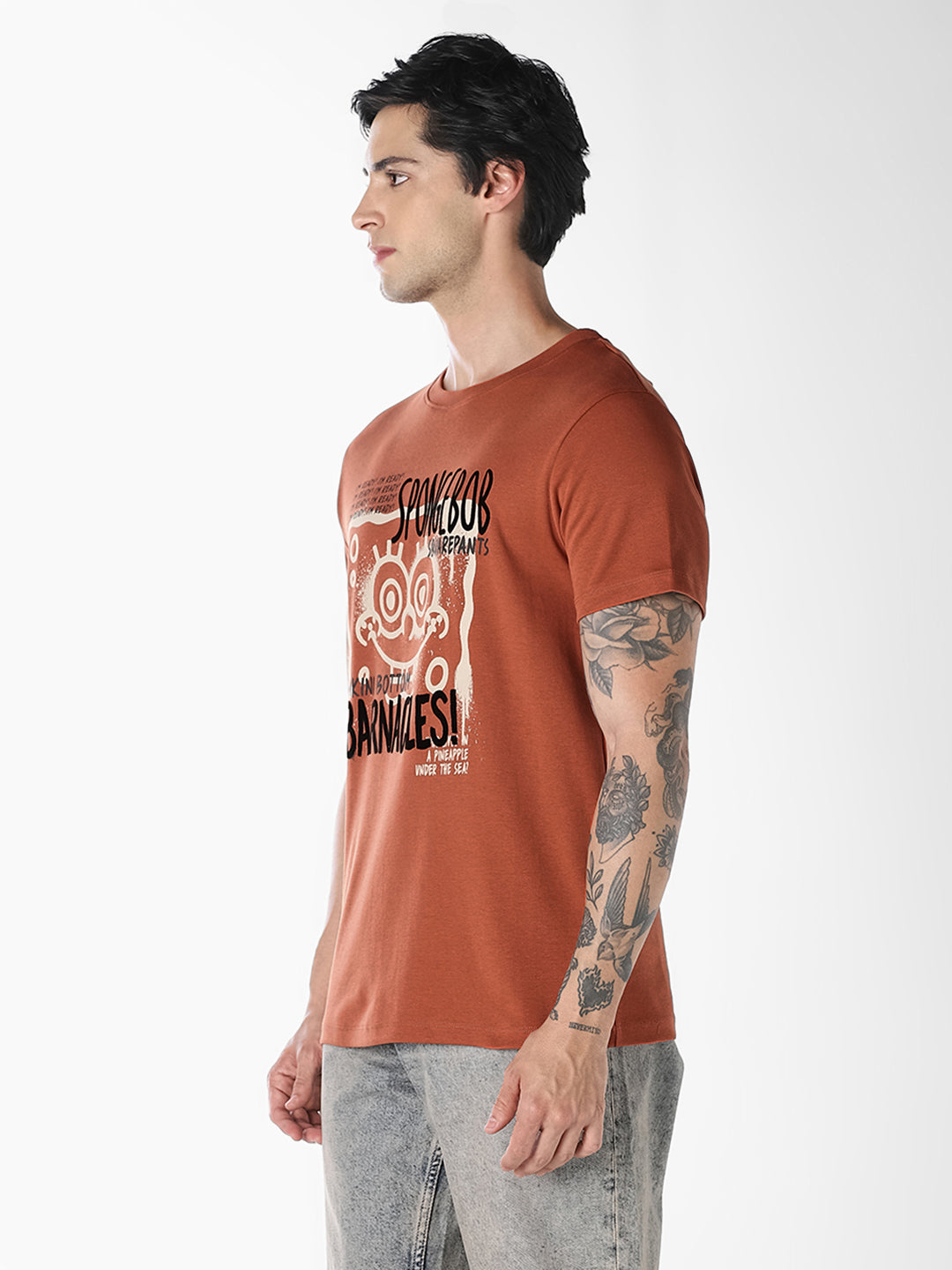 Rust SpongeBob Flock Print T-shirt