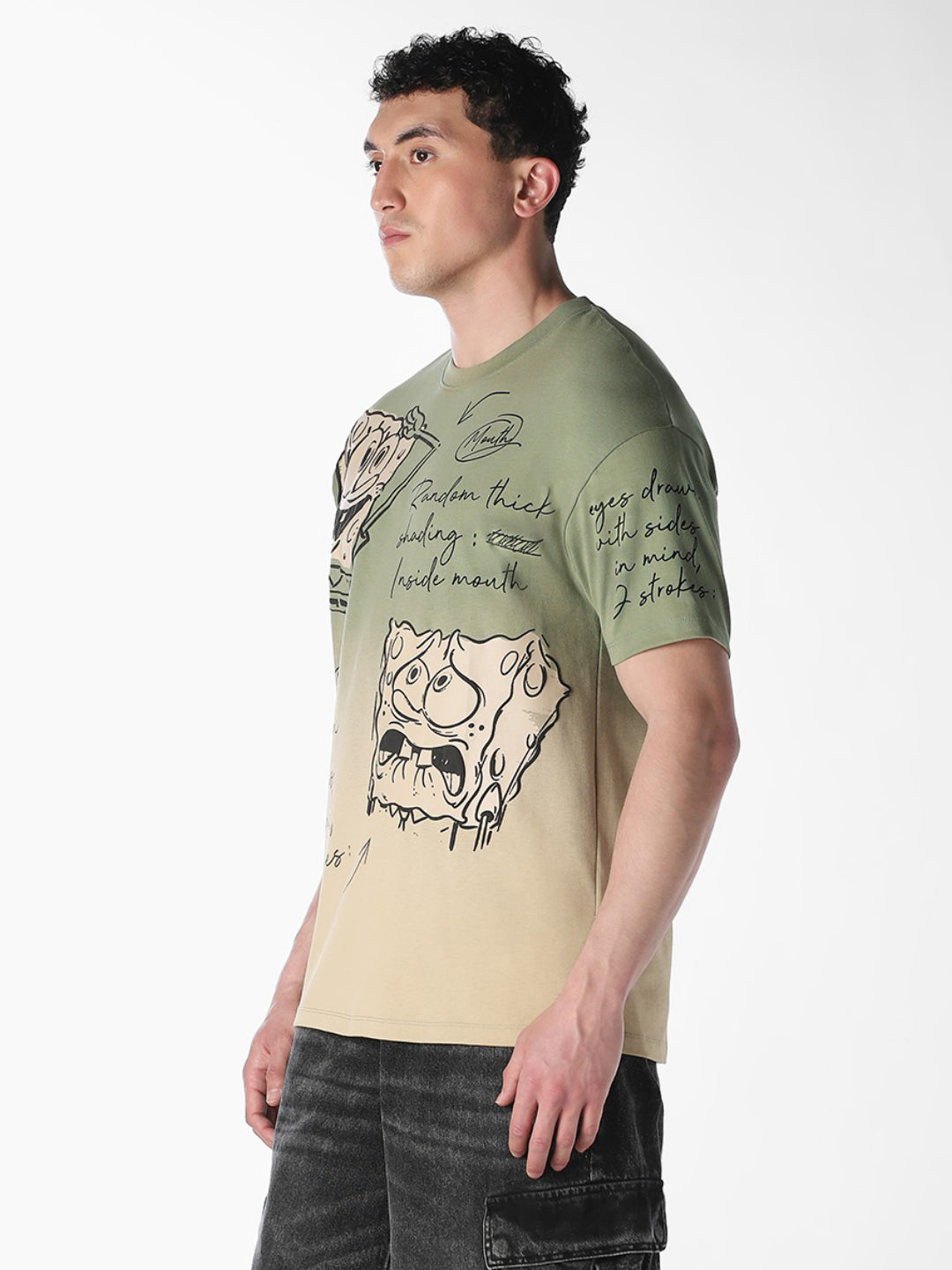 SpongeBob Sketch Print Oversized T-Shirt