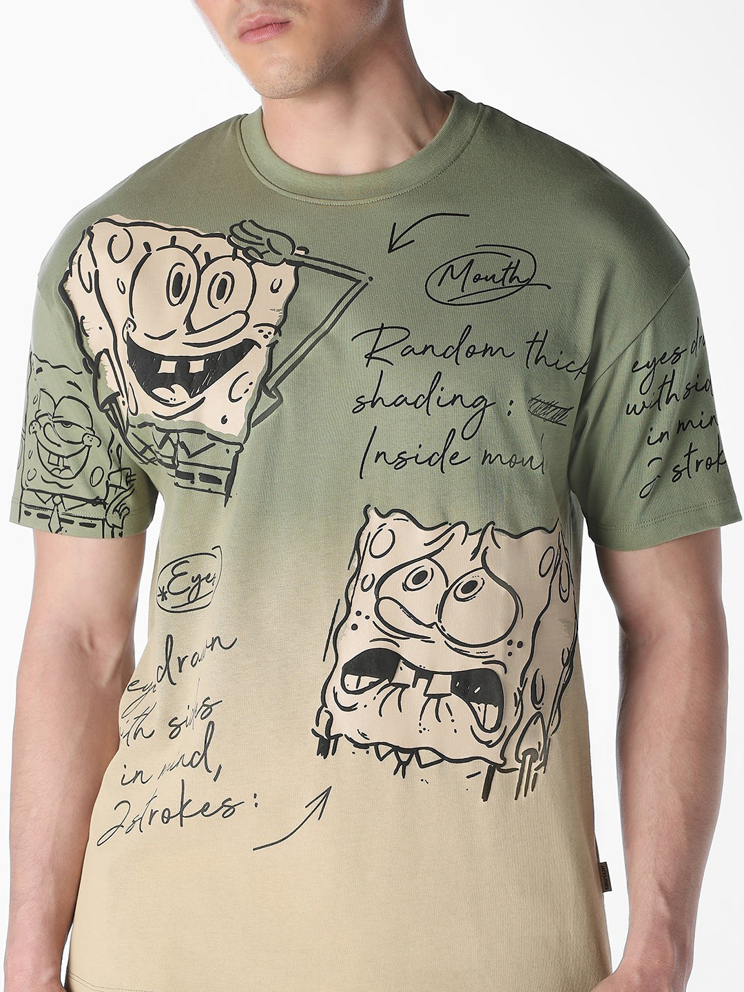 SpongeBob Sketch Print Oversized T-Shirt