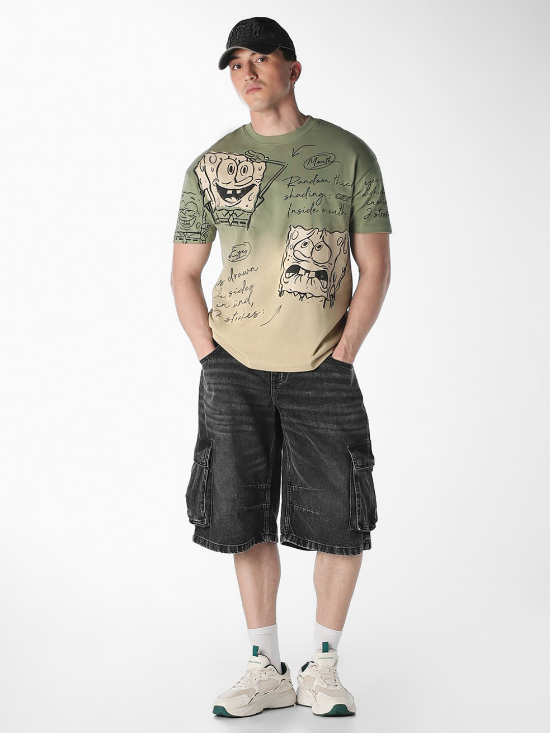SpongeBob Sketch Print Oversized T-Shirt