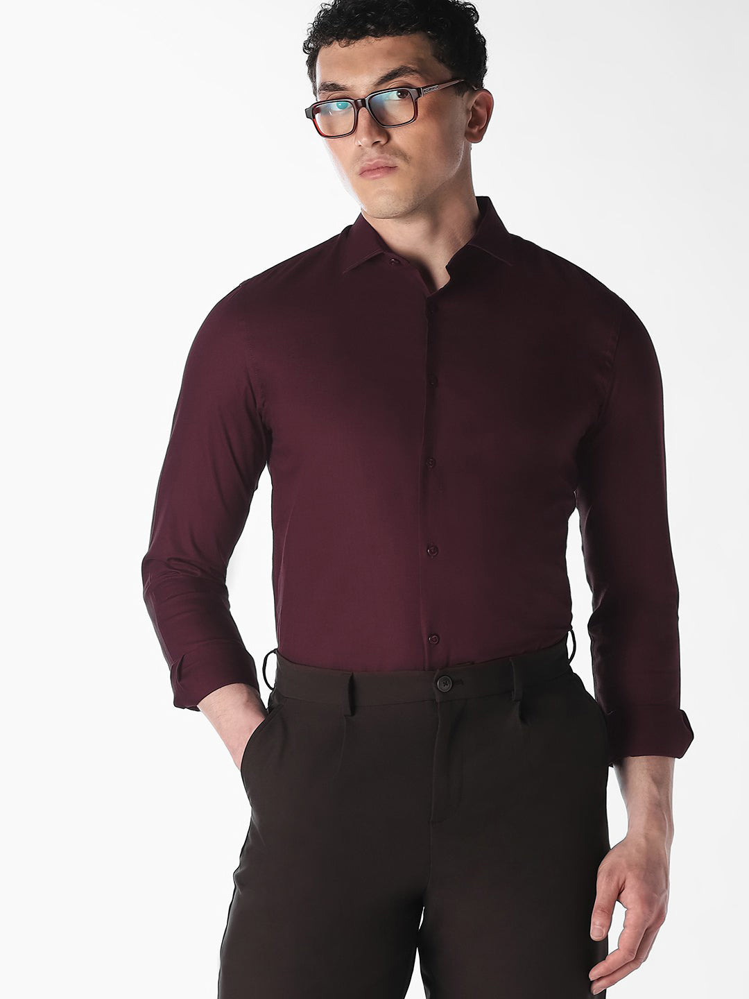 Maroon Cotton Formal Shirt