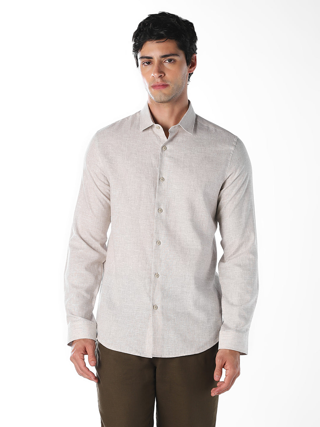 Beige Linen Blend Shirt