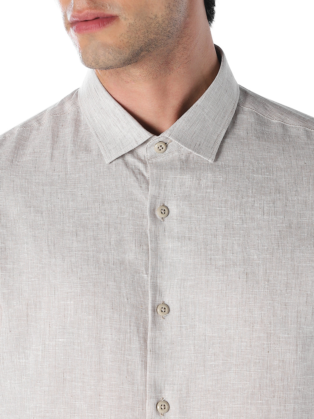 Beige Linen Blend Shirt