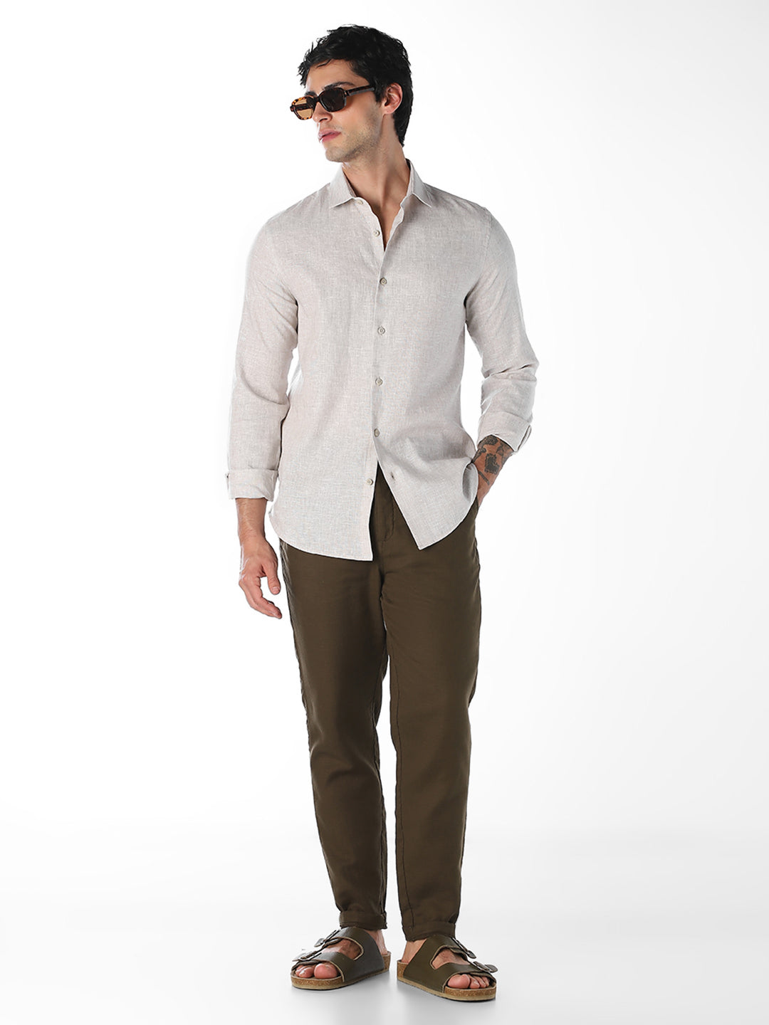 Beige Linen Blend Shirt