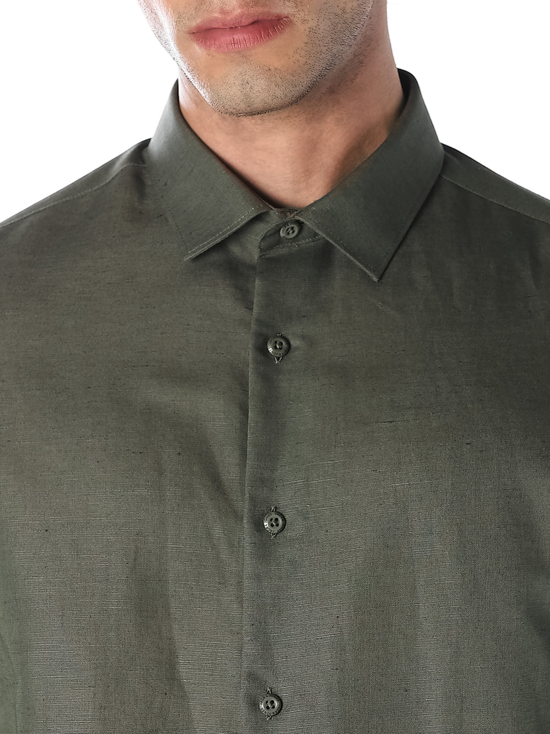 Olive Linen Blend Shirt