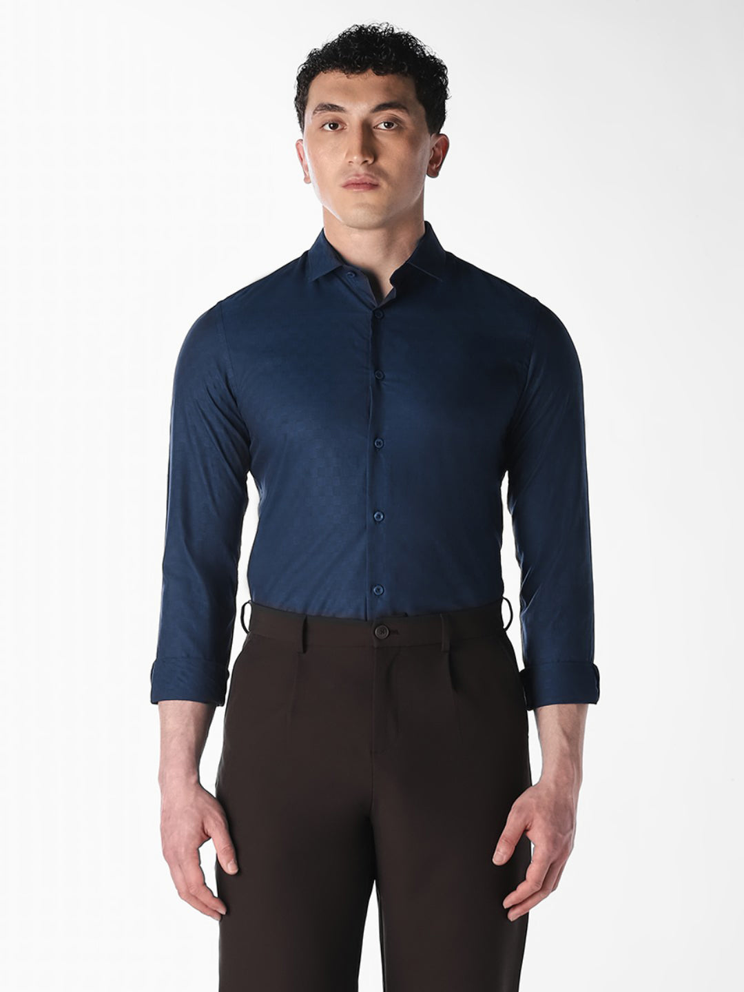 Dark Blue Jacquard Shirt