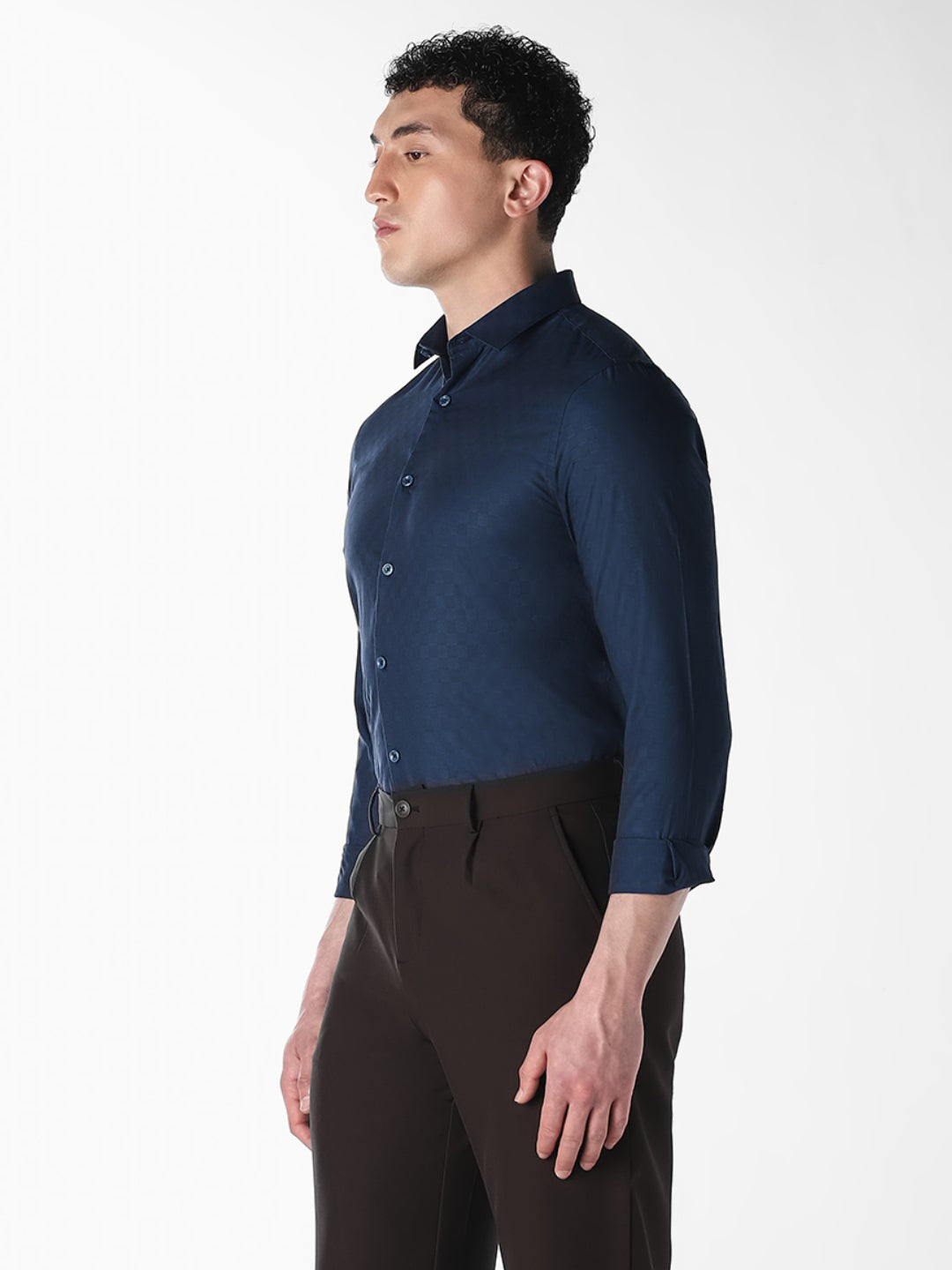 Dark Blue Jacquard Shirt
