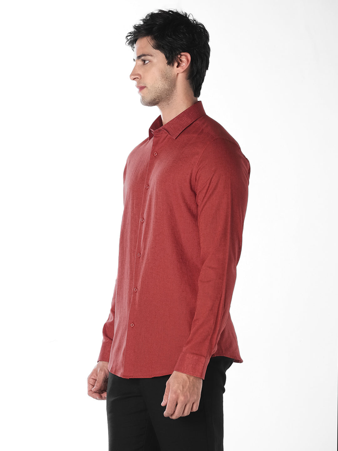 Rust Linen Blend Shirt