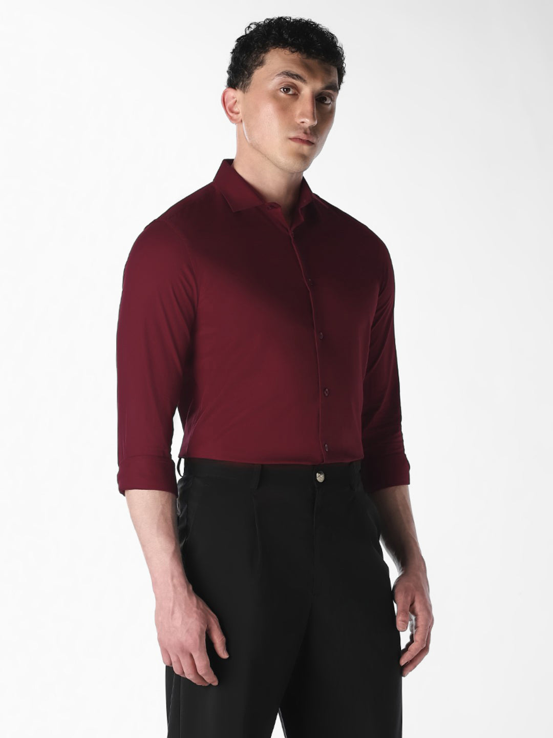 Wine Formal Full Sleeves Shirt