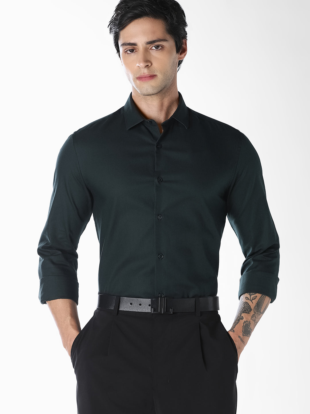 Dark Green Slim Fit Formal Shirt