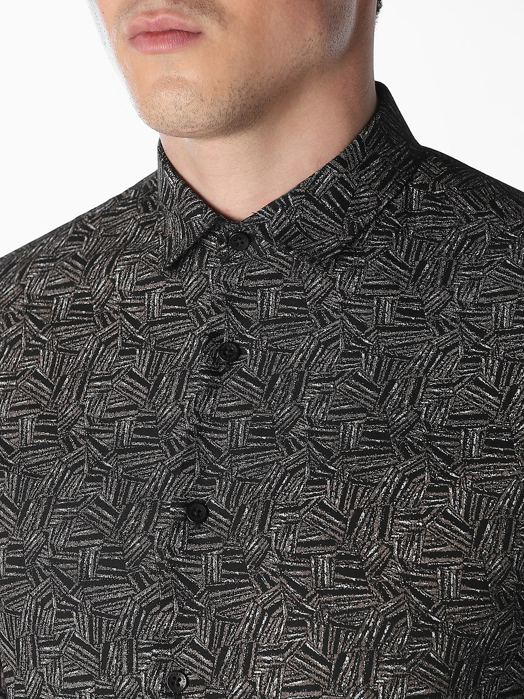 Black Printed Dobby Shirt
