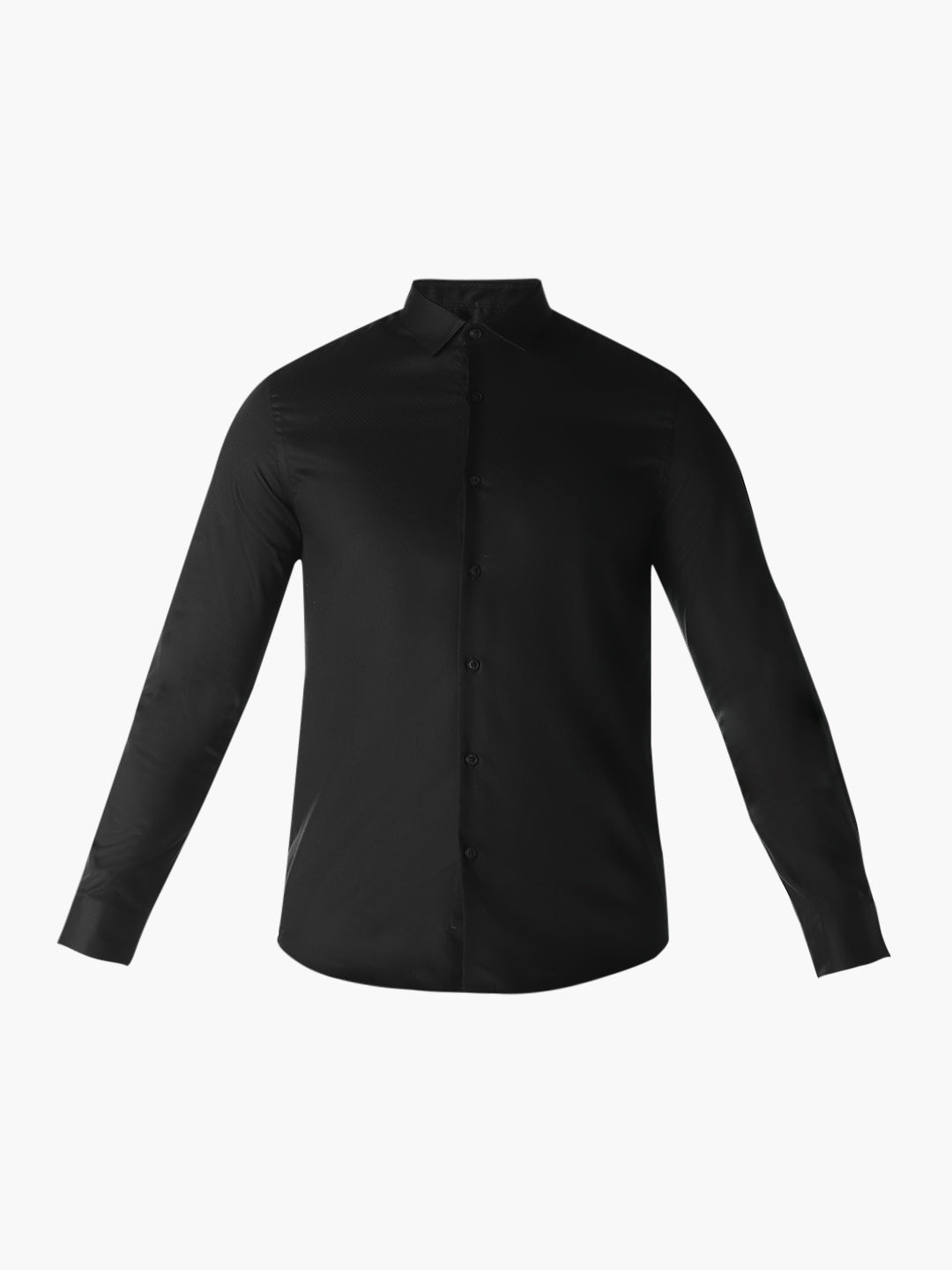 Black Jacquard Full Sleeves Shirt