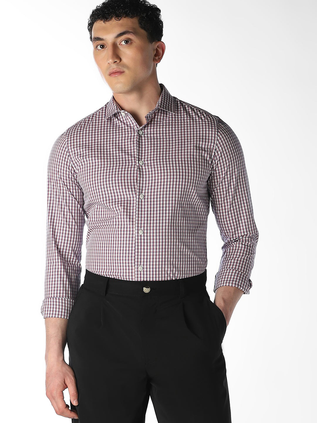 Pink Check Full Sleeves Shirt