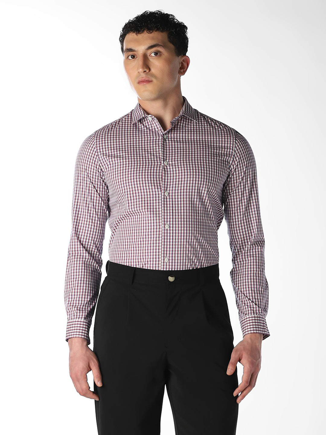 Pink Check Full Sleeves Shirt