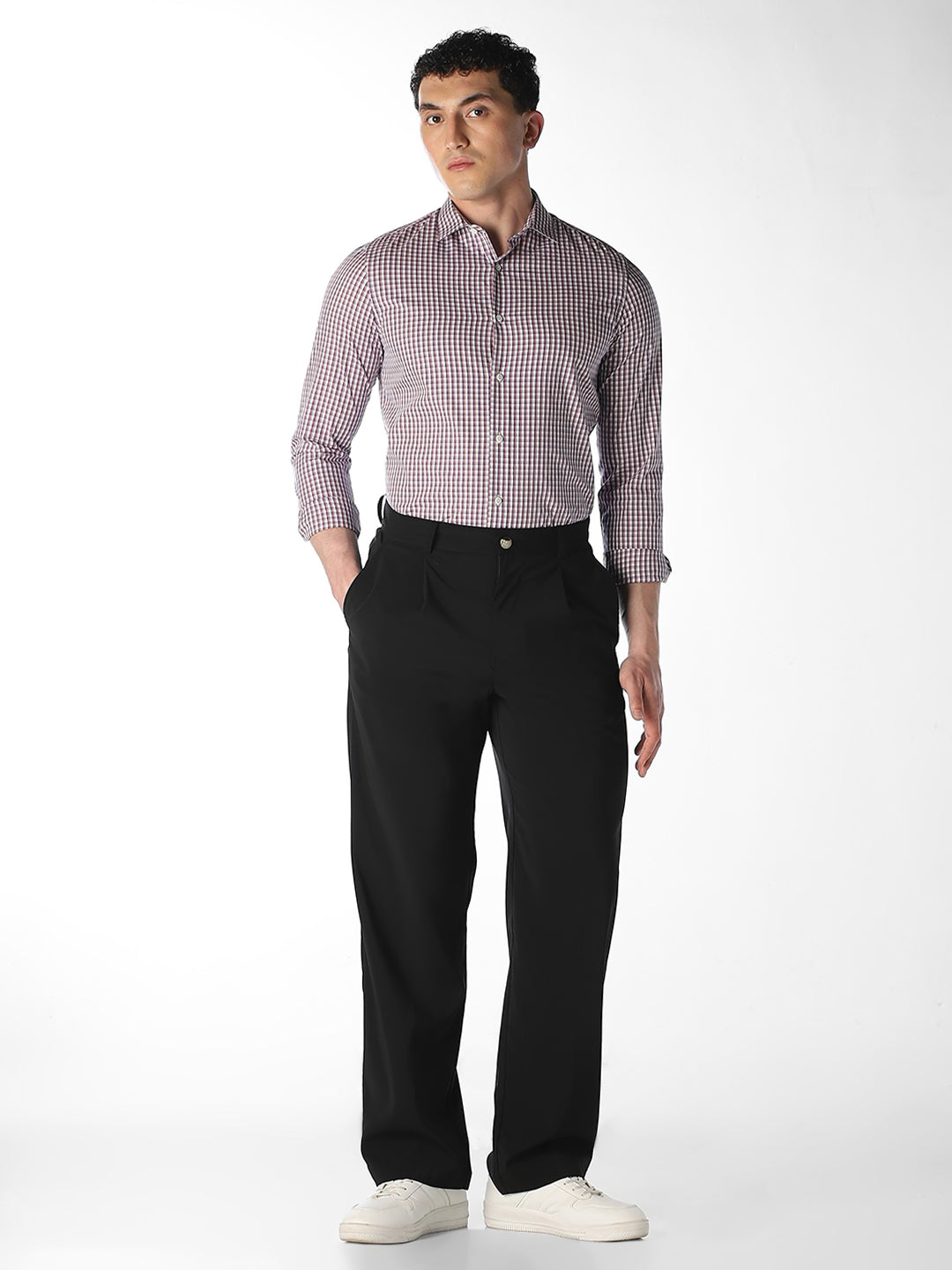 Pink Check Full Sleeves Shirt