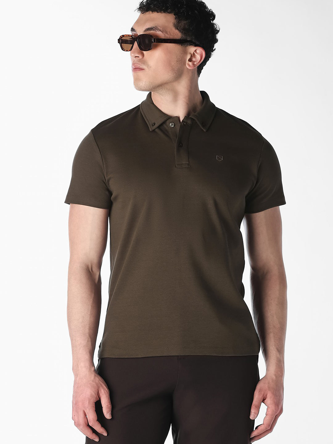 Dark Brown Cotton Polo
