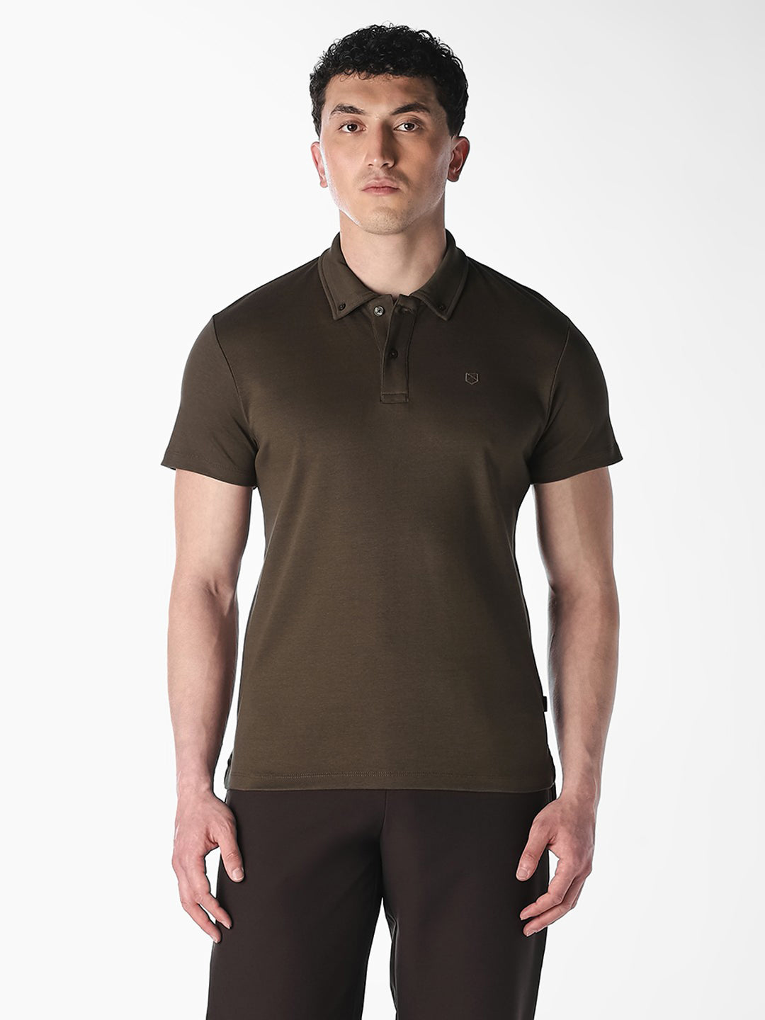Dark Brown Cotton Polo