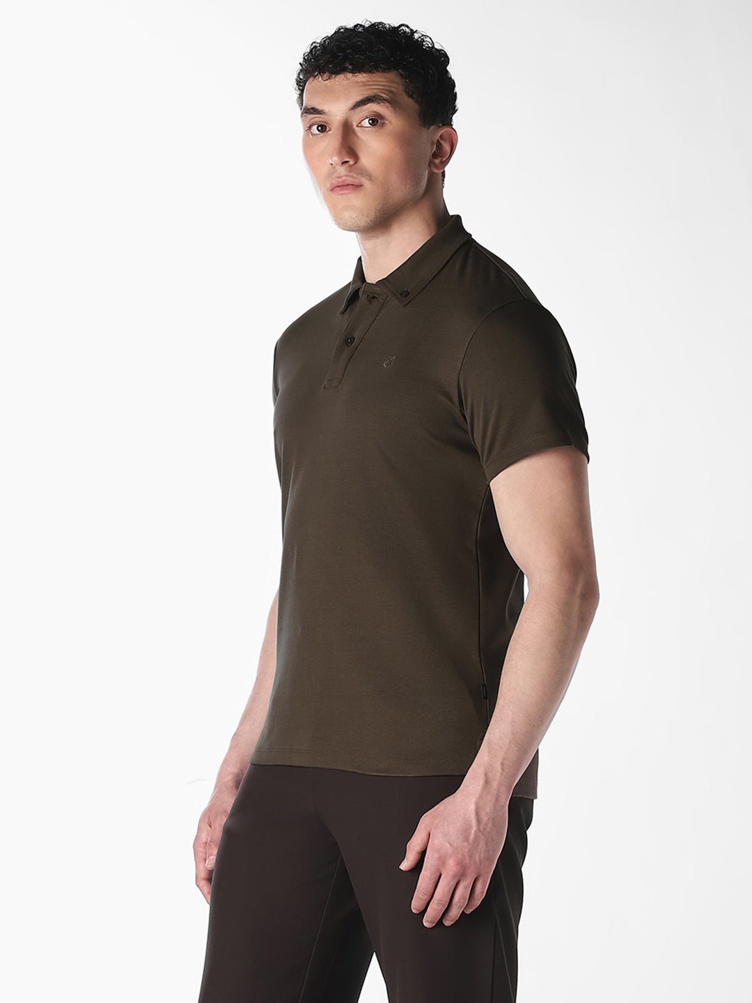Dark Brown Cotton Polo