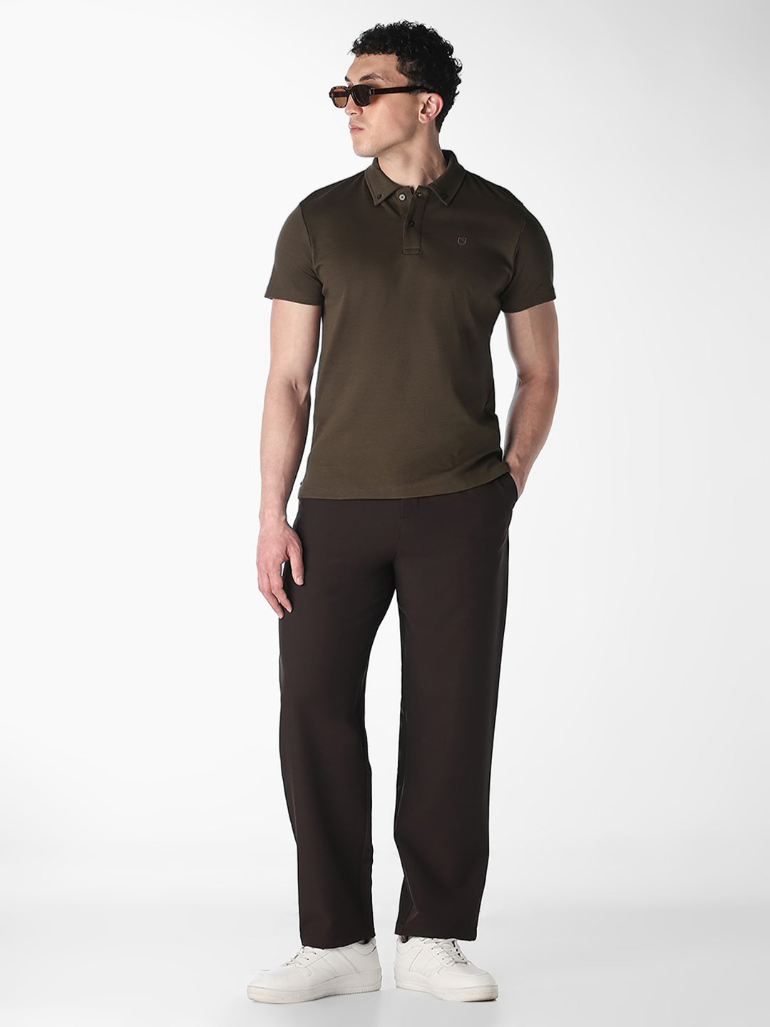 Dark Brown Cotton Polo