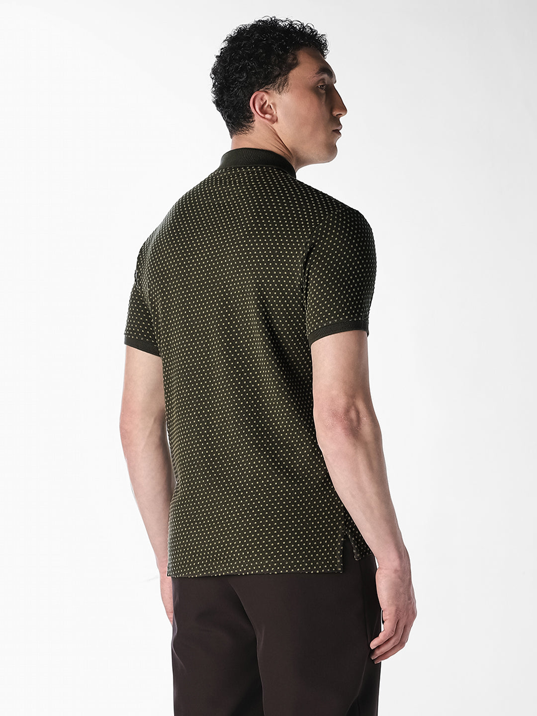 Olive Printed Cotton Polo