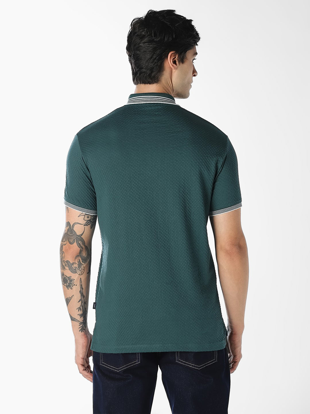 Green Zip-Up Cotton Polo