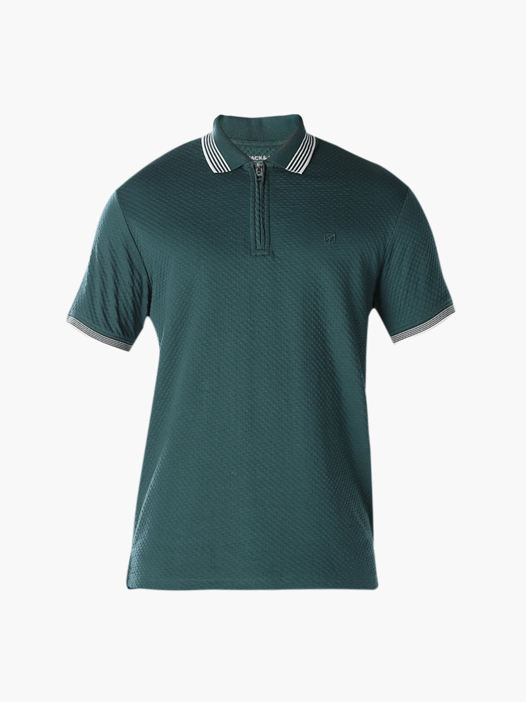 Green Zip-Up Cotton Polo