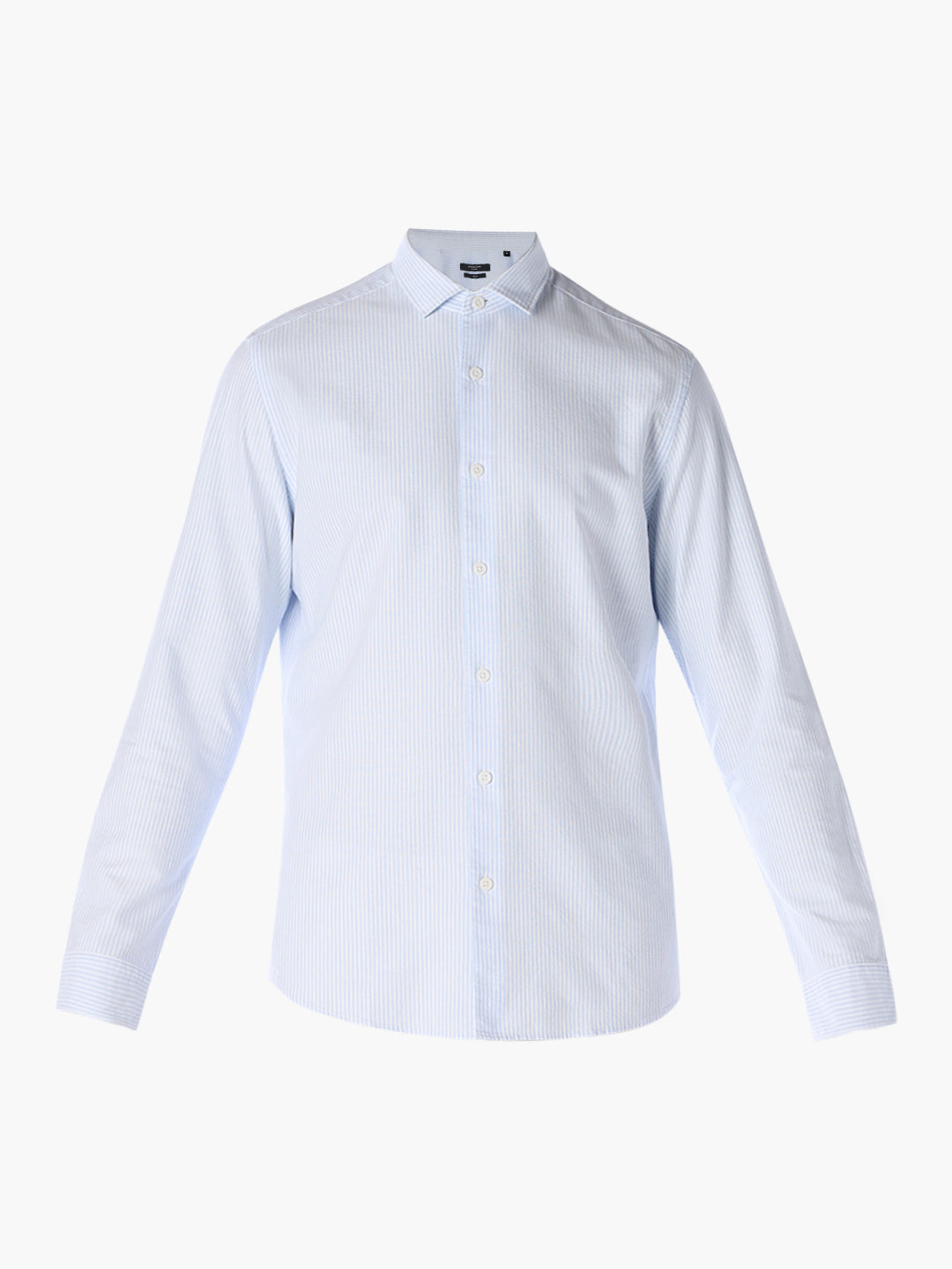 Blue Cotton Striped Formal Shirt