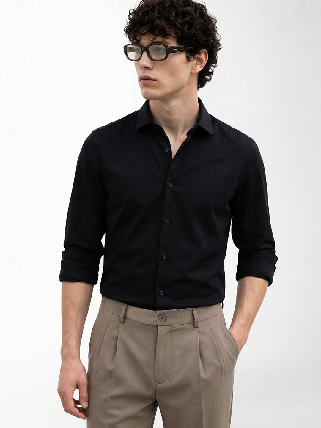 Black Slim Fit Formal Shirt