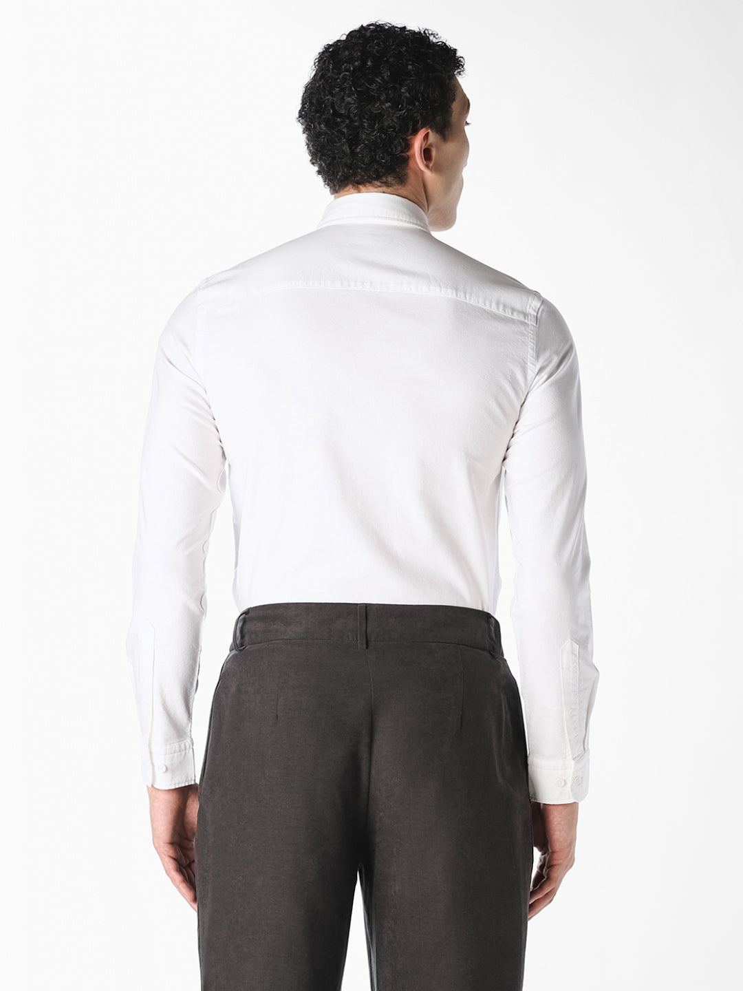 White Dobby Full Sleeves Shirt
