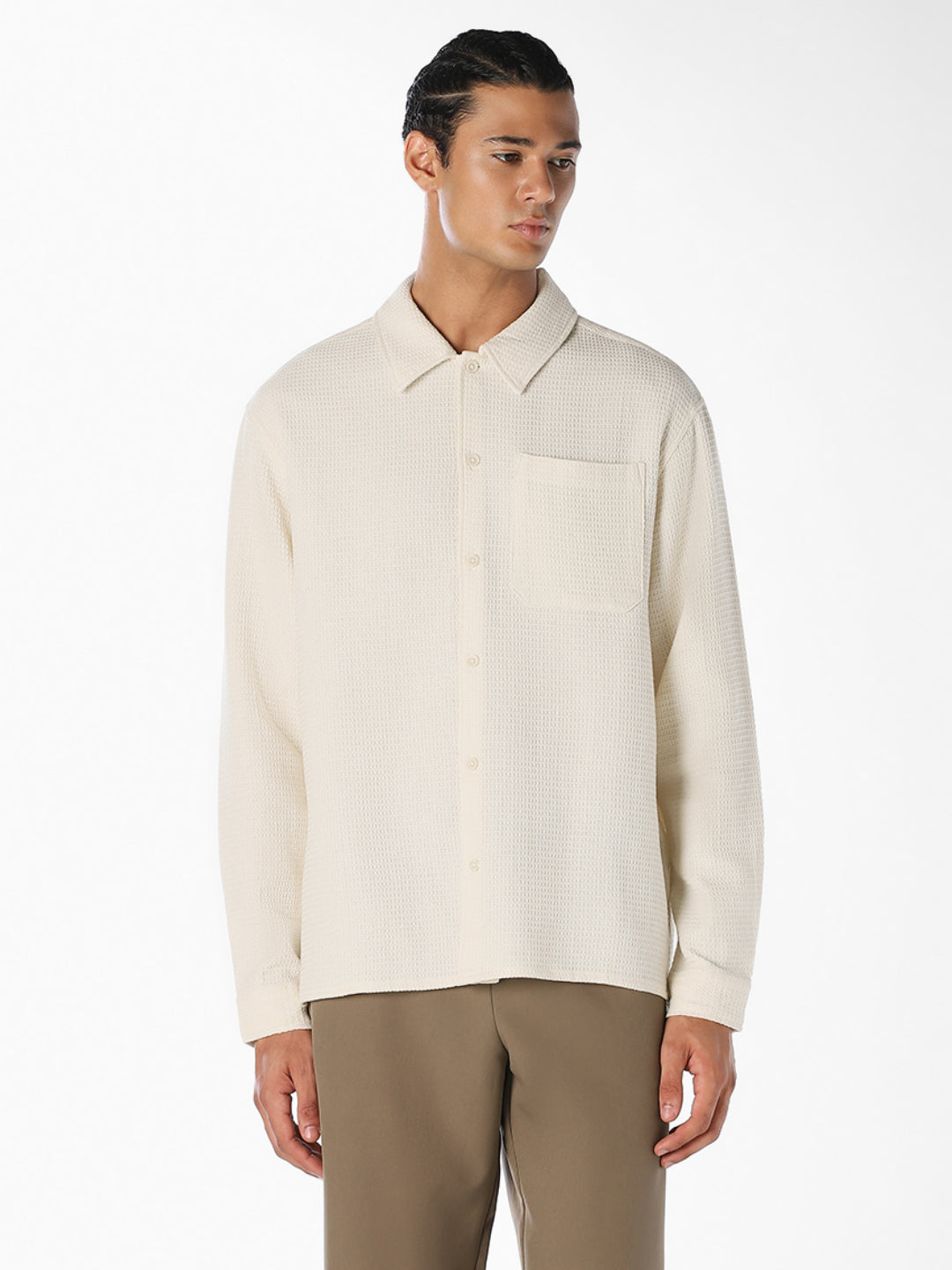 Beige Waffle Twill Shirt