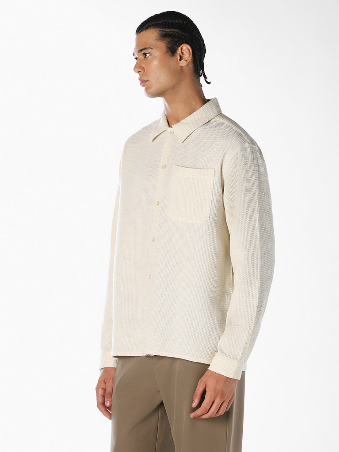 Beige Waffle Twill Shirt