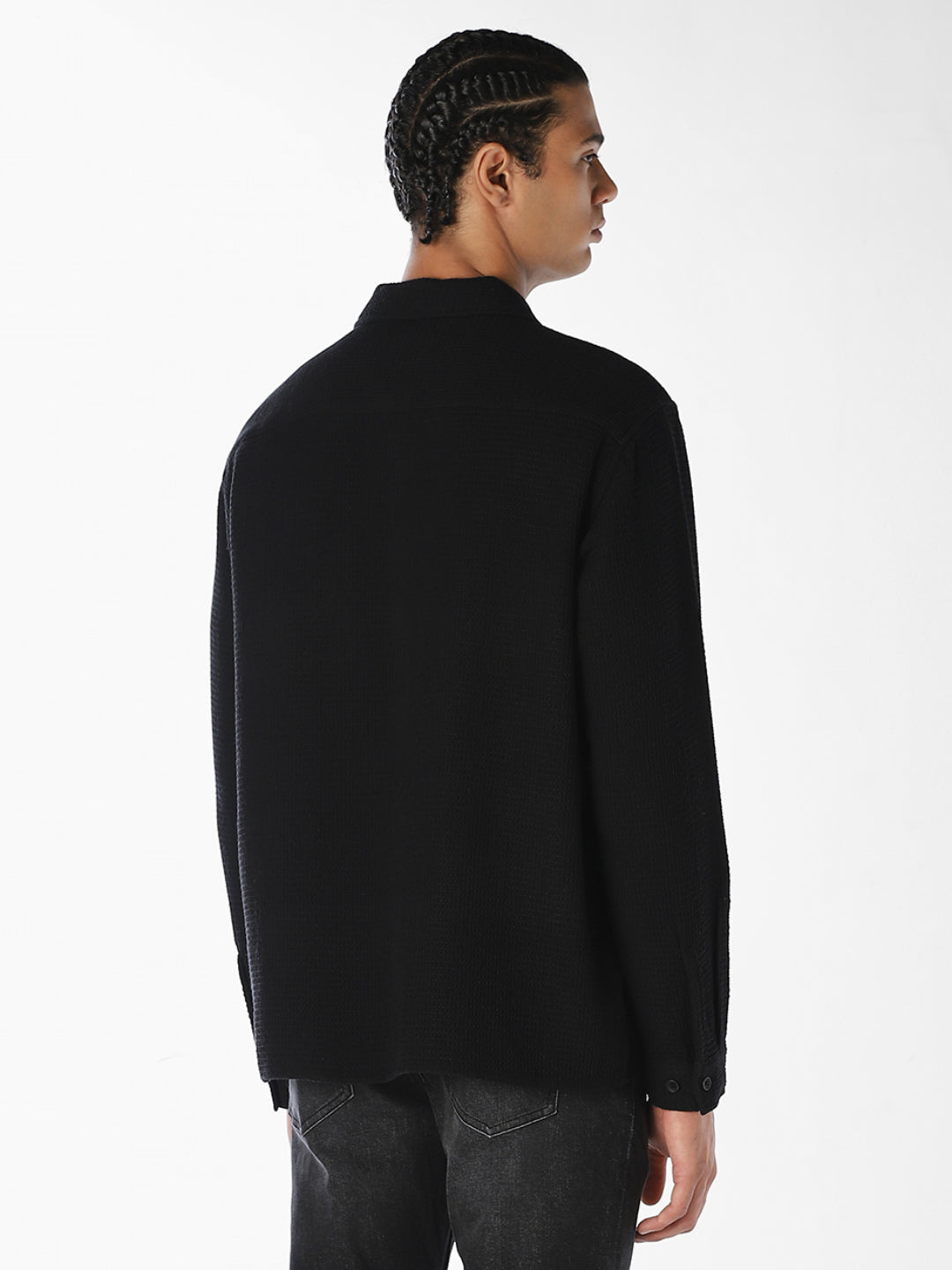 Black Waffle Twill Shirt