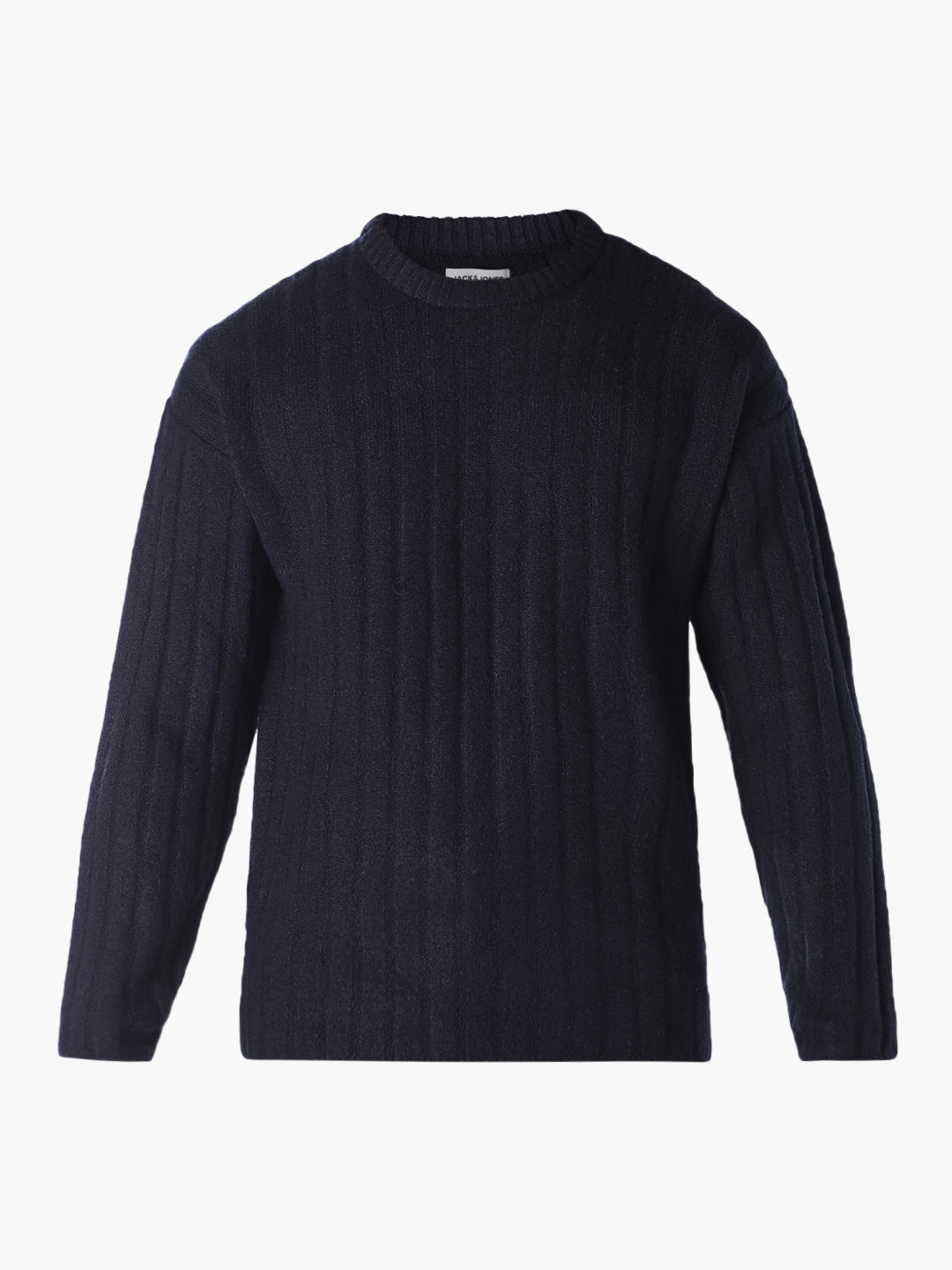 Textured Knitted Crew Neck Pullover