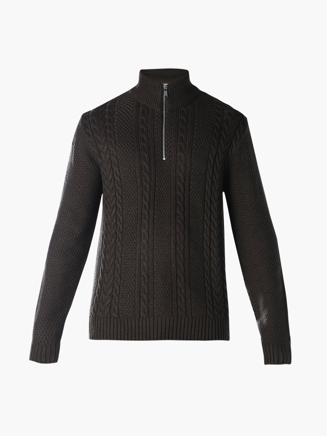 Dark Green Cable-knit Pullover