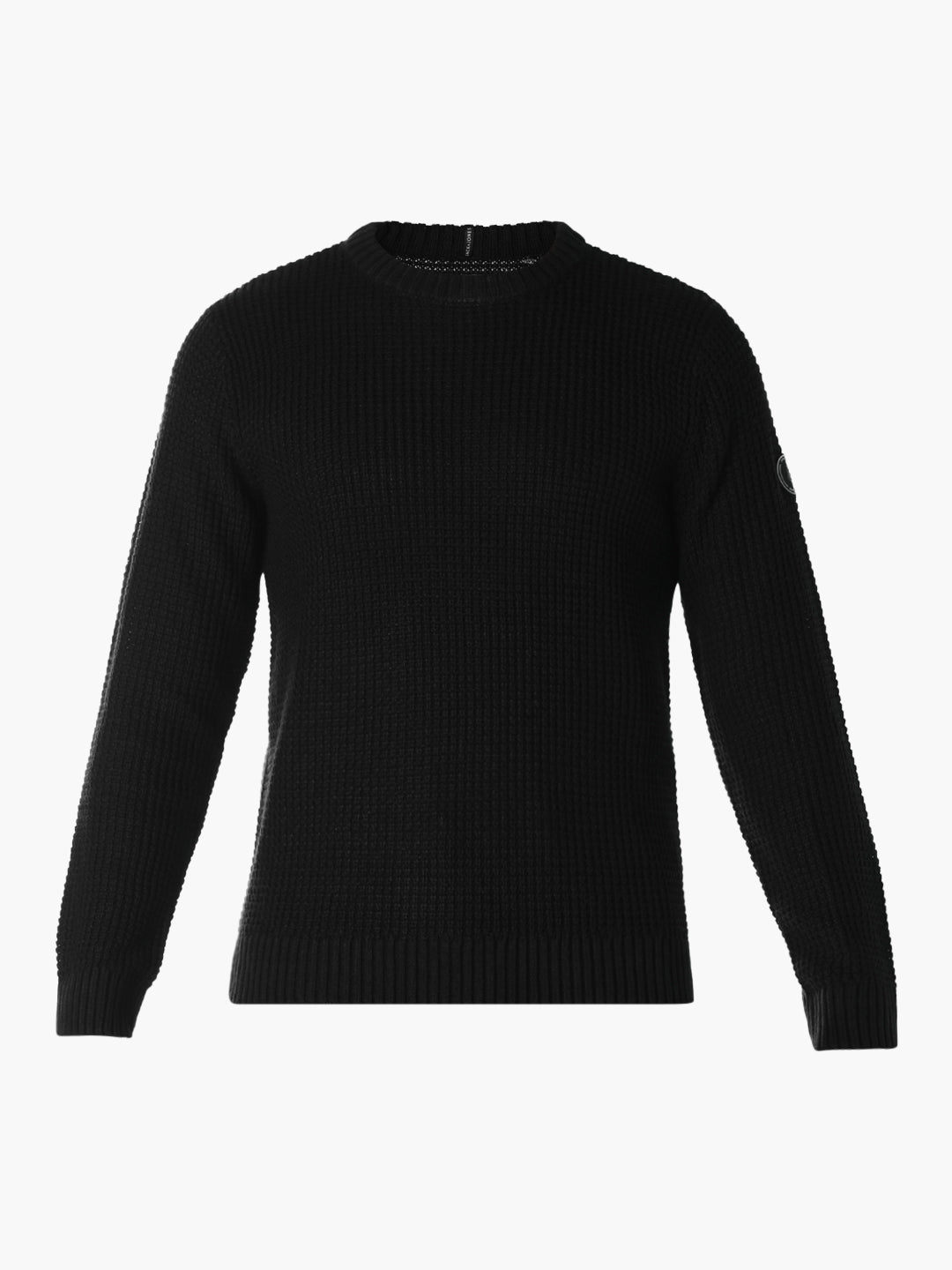 Black Jacquard Crew Neck Pullover
