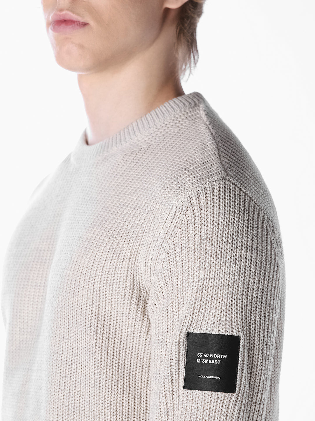Grey Jacquard Regular Fit T-shirt