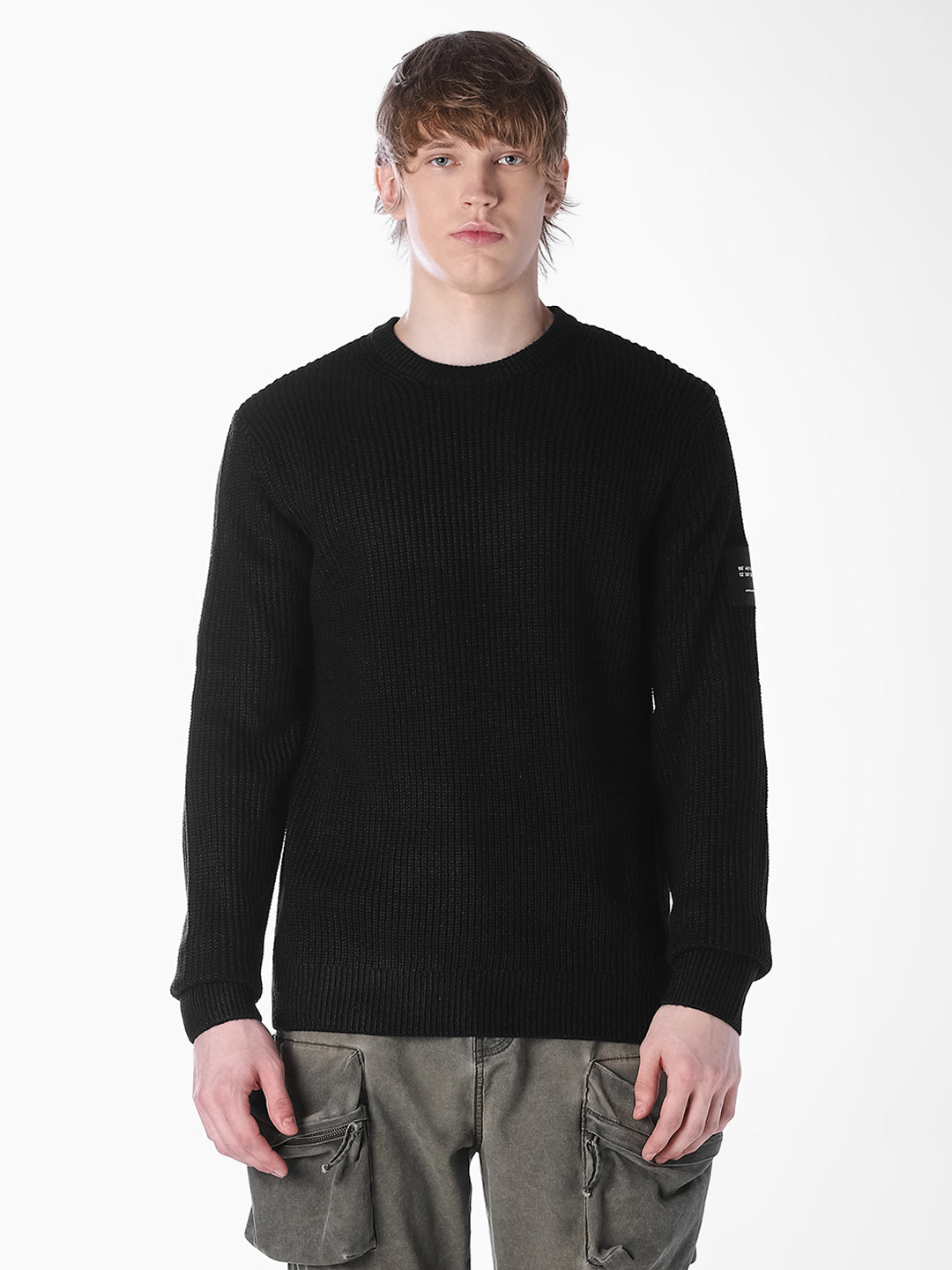 Black Jacquard Regular Fit T-shirt