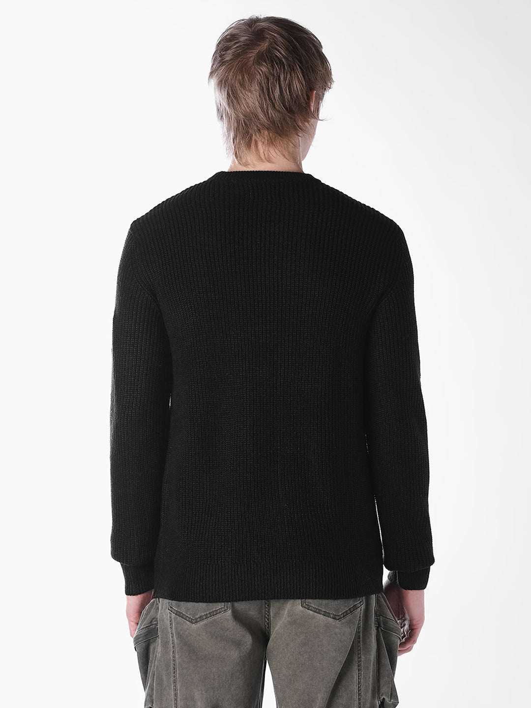 Black Jacquard Regular Fit T-shirt