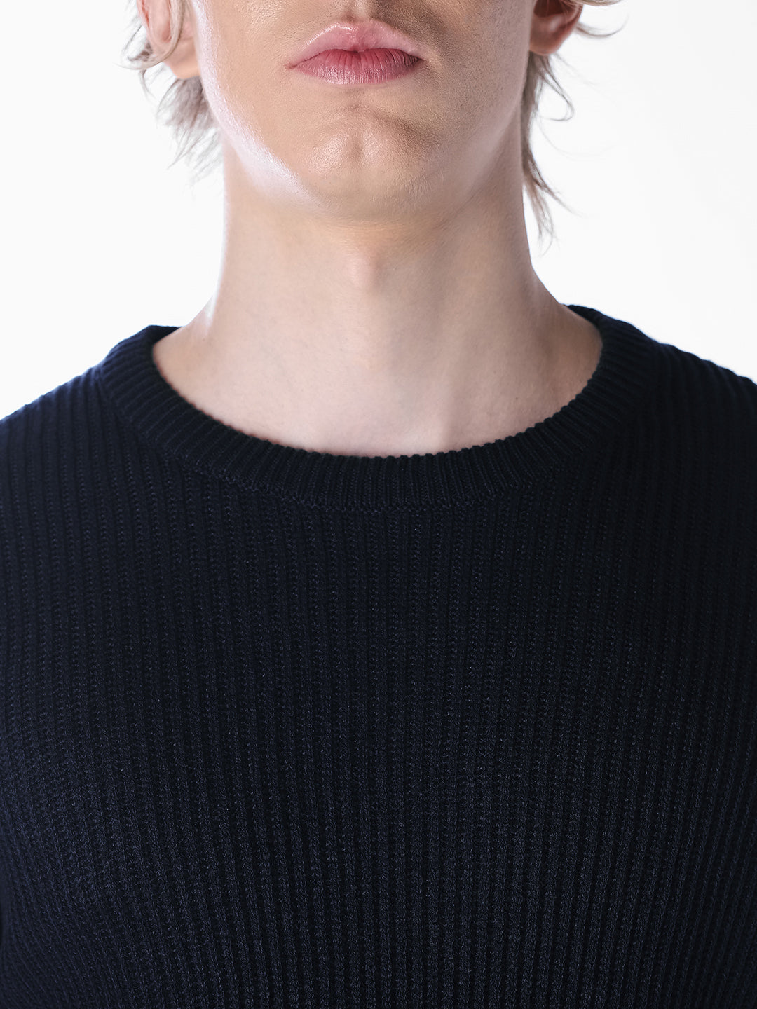 Blue Jacquard Regular Fit Knit