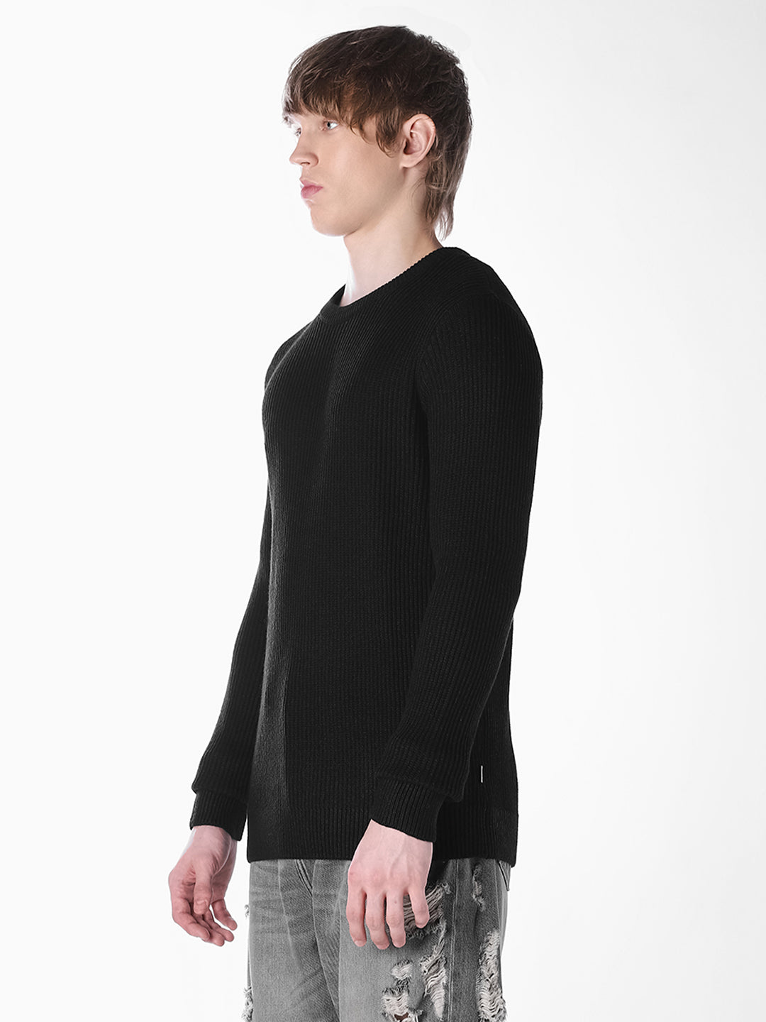 Black Jacquard Regular Fit T-shirt