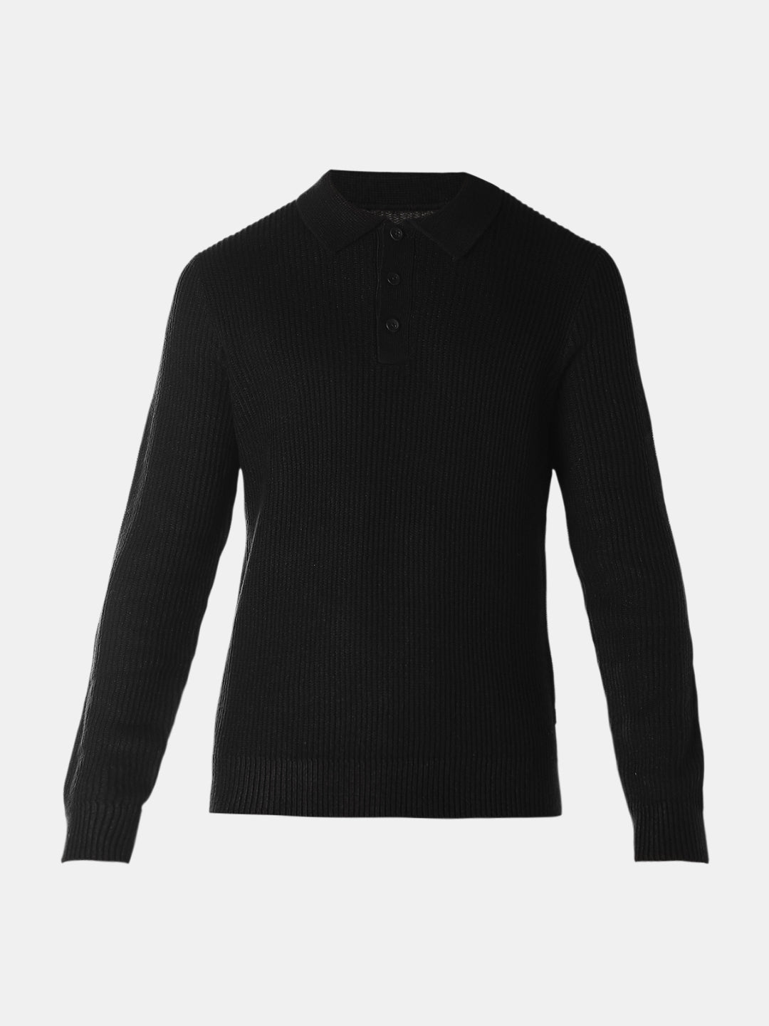 Black Jacquard Knitted Polo