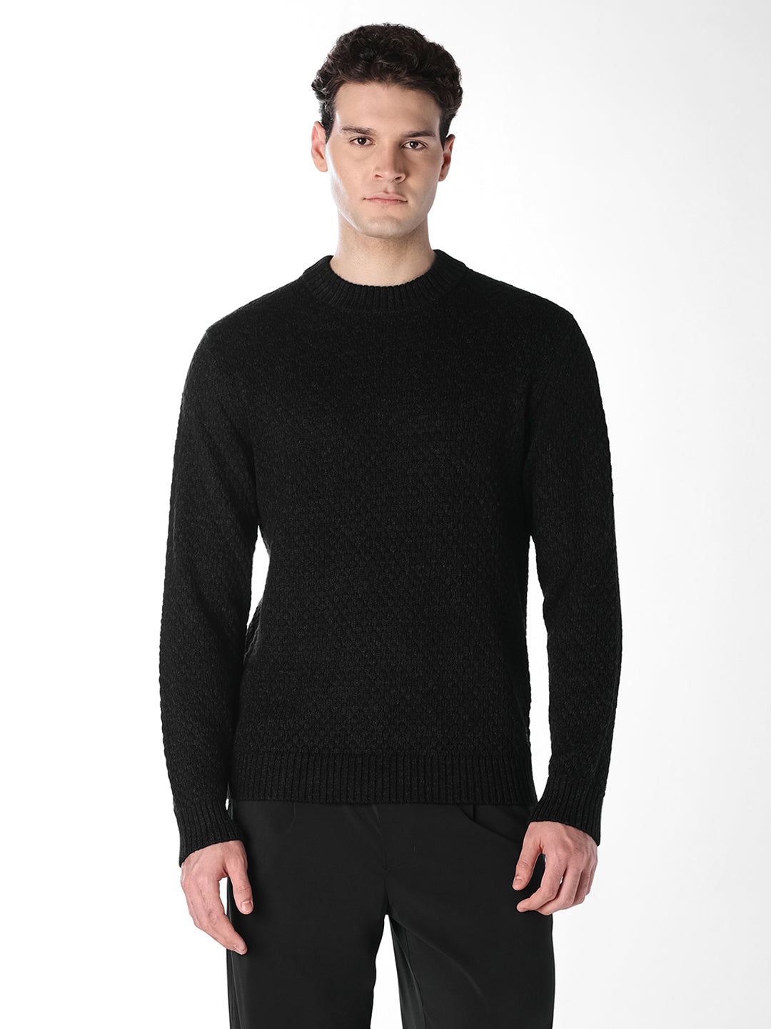 Dark Grey Textured Pullover
