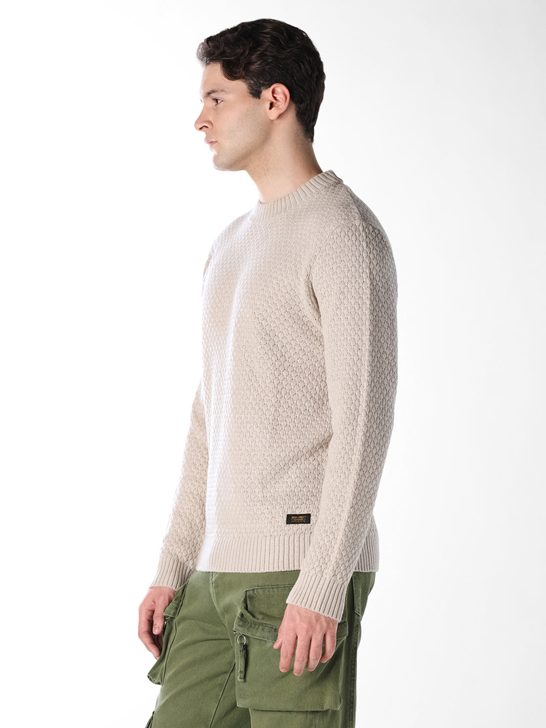 Beige Textured Pullover