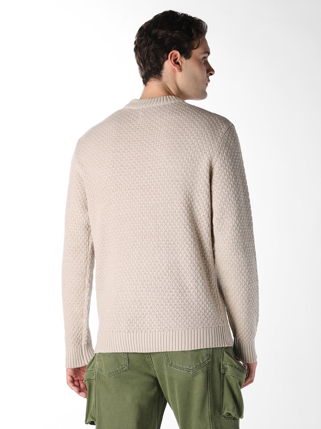 Beige Textured Pullover