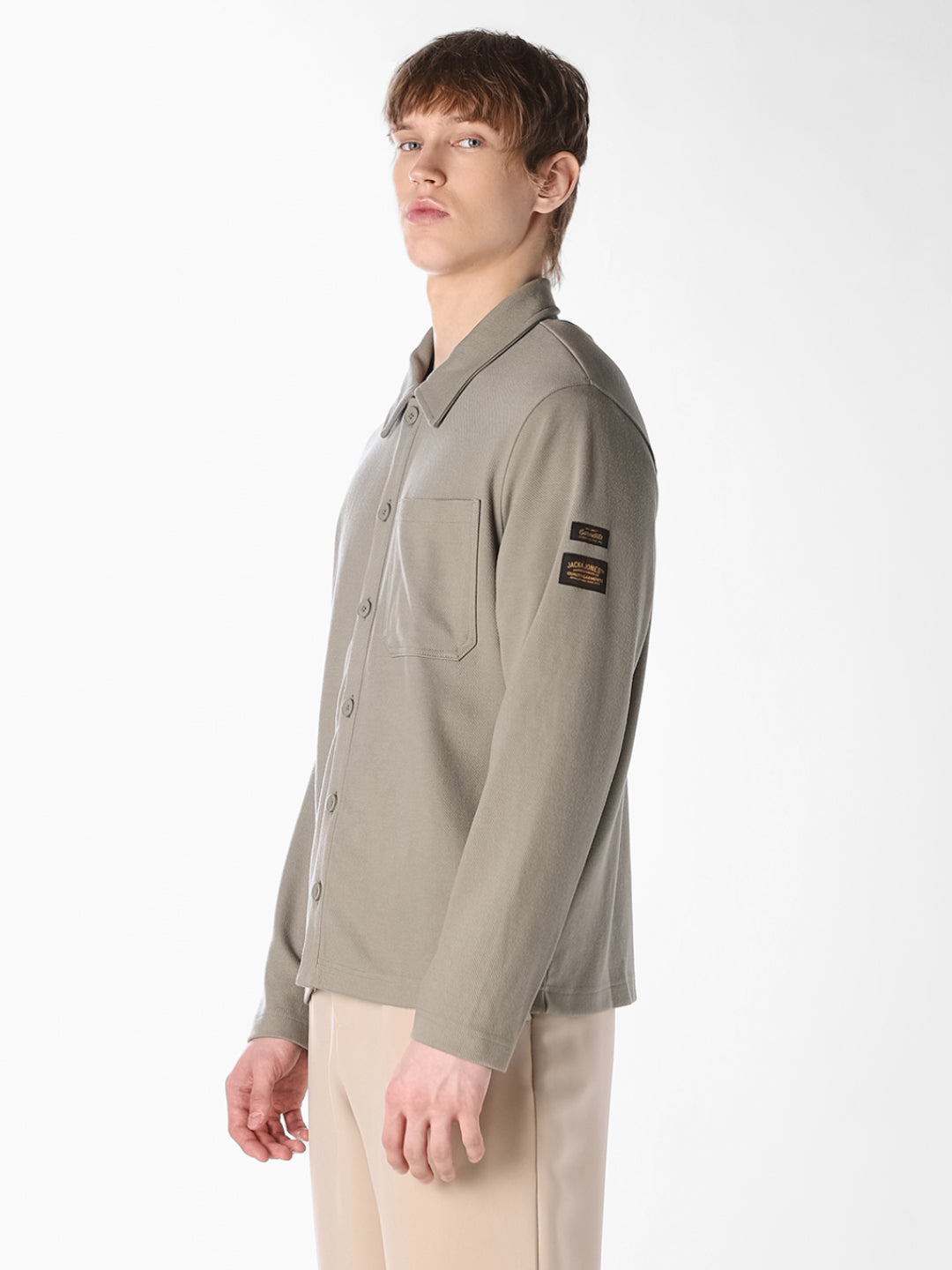 Green Twill Sweat Overshirt